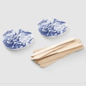 Blauwe en witte Chinoiserie Handwaaier (Niet-gemonteerd)