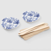 Blauwe en witte Chinoiserie Handwaaier (Niet-gemonteerd)