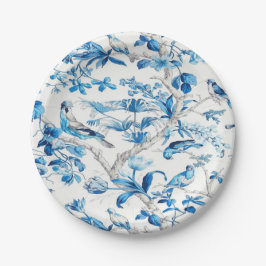 Blauwe en witte Chinoiserie Papieren Bordje