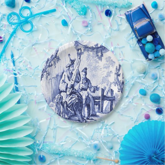 Blauwe en witte Chinoiserie Papieren Bordje (Feest)