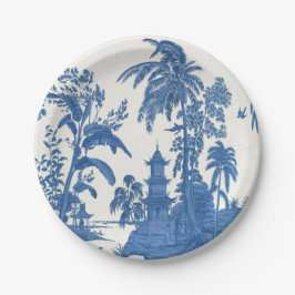 Blauwe en witte Chinoiserie Papieren Bordje