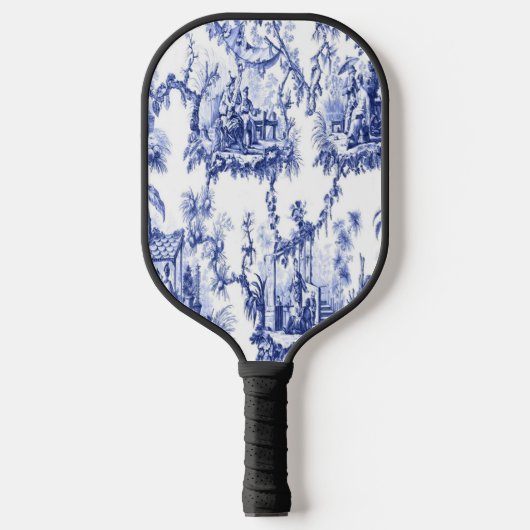 Blauwe en witte Chinoiserie Pickleball Paddle (Voorkant)