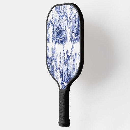 Blauwe en witte Chinoiserie Pickleball Paddle (Links)