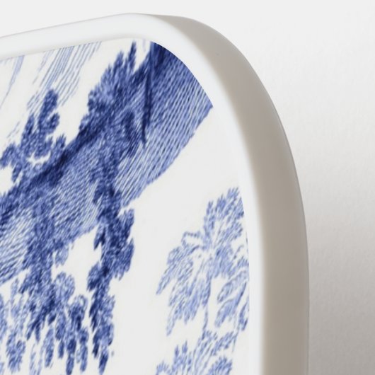 Blauwe en witte Chinoiserie Pickleball Paddle (Links Detail)