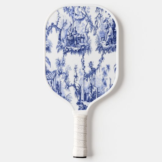 Blauwe en witte Chinoiserie Pickleball Paddle (Achterkant)