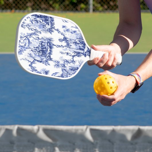 Blauwe en witte Chinoiserie Pickleball Paddle (Insitu)