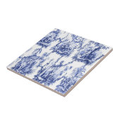 Blauwe en witte Chinoiserie Tegeltje (Zijkant)