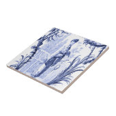 Blauwe en witte Chinoiserie Tegeltje (Zijkant)