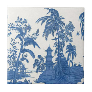 Blauwe en witte Chinoiserie Tegeltje