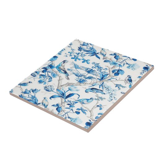 Blauwe en witte Chinoiserie Tegeltje (Zijkant)