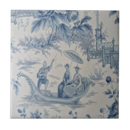 Blauwe en witte Chinoiserie Tegeltje
