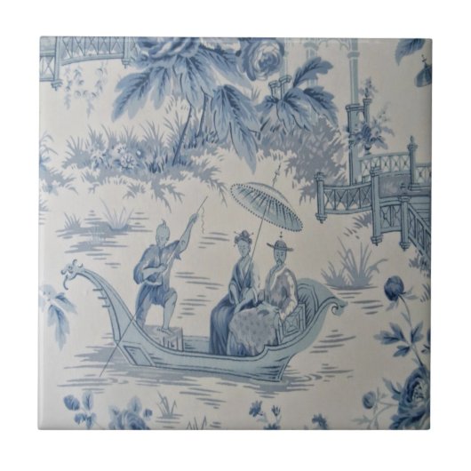 Blauwe en witte Chinoiserie Tegeltje (Voorkant)