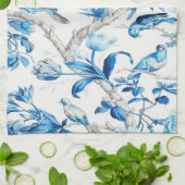 Blauwe en witte Chinoiserie Theedoek (Gevouwen)