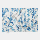 Blauwe en witte Chinoiserie Theedoek (Horizontaal)