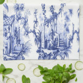 Blauwe en witte Chinoiserie Theedoek (Gevouwen)