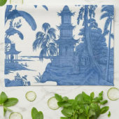 Blauwe en witte Chinoiserie Theedoek (Gevouwen)