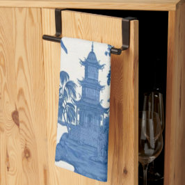 Blauwe en witte Chinoiserie Theedoek