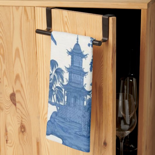 Blauwe en witte Chinoiserie Theedoek (Derde Gevouwen)