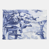 Blauwe en witte Chinoiserie Theedoek (Horizontaal)