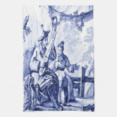 Blauwe en witte Chinoiserie Theedoek (Verticaal)