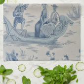 Blauwe en witte Chinoiserie Theedoek (Gevouwen)