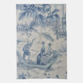 Blauwe en witte Chinoiserie Theedoek (Verticaal)