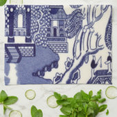 Blauwe en witte Chinoiserie Theedoek (Gevouwen)