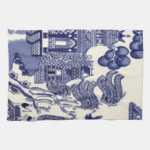 Blauwe en witte Chinoiserie Theedoek (Horizontaal)