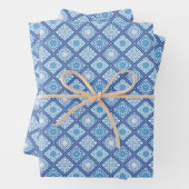 Blauwe en witte cirkel Mandala Inpakpapier Vel (In situ)