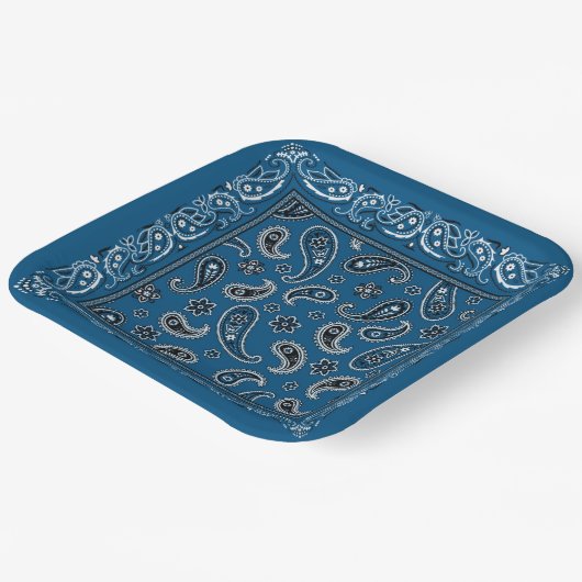 Blauwe en witte cowboy papieren bordje (Gebogen)