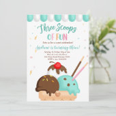 Blauwe en witte crème Drie snoep vun Kaart (Staand voorkant)