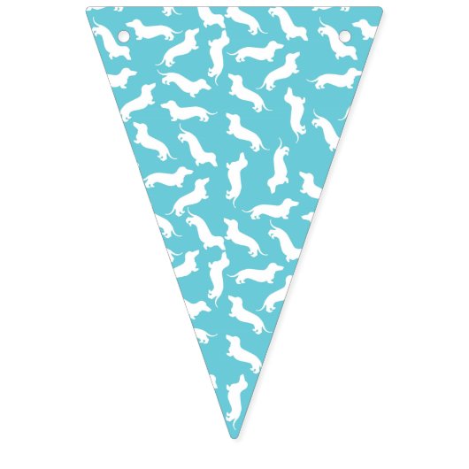 Blauwe en witte dachshund Bunting Party Banner (Derde vlag)