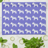 Blauwe en witte Dala Horse Kitchen handdoeken (Gevouwen)