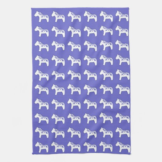 Blauwe en witte Dala Horse Kitchen handdoeken (Verticaal)