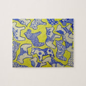 Blauwe en witte Dala Paarden Puzzle Legpuzzel (Horizontaal)