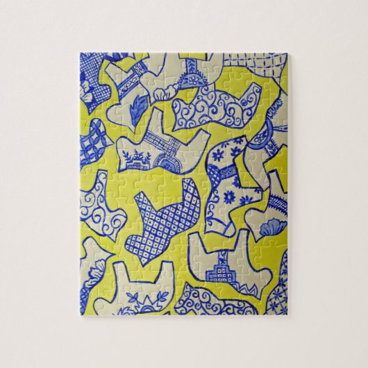 Blauwe en witte Dala Paarden Puzzle Legpuzzel (Verticaal)