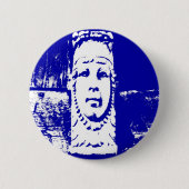 Blauwe en witte dame Face Ronde Button 5,7 Cm (Voorkant)