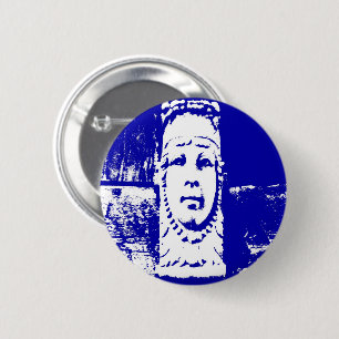 Blauwe en witte dame Face Ronde Button 5,7 Cm