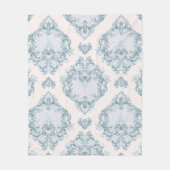 Blauwe en witte damesbloem fleece deken (Voorkant)