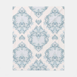 Blauwe en witte damesbloem fleece deken