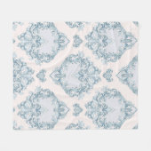 Blauwe en witte damesbloem fleece deken (Voorkant (Horizontaal))