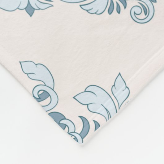 Blauwe en witte damesbloem fleece deken (Hoek)