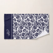 Blauwe en witte damesmonogram badkuip bad handdoek (Handdoek)