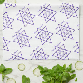 Blauwe en witte davidster voor Chanoeka Theedoek