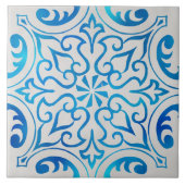 blauwe en witte decoratieve keramische tegel tegeltje (Voorkant)