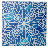 blauwe en witte decoratieve keramische tegel tegeltje (Voorkant)