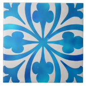 blauwe en witte decoratieve keramische tegel tegeltje (Voorkant)