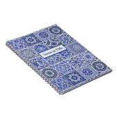 Blauwe en witte  decoratieve Tegels - Jouw tekst Notitieboek (Rechterzijde)