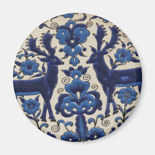 Blauwe en witte deer tegel magneet (Voorkant)