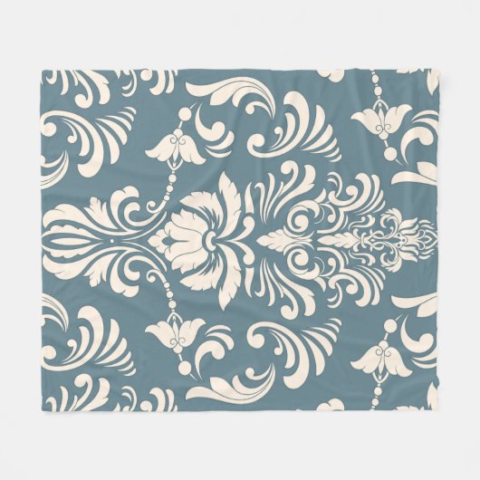 Blauwe en witte deken van het Damaspatroon (Voorkant (Horizontaal))